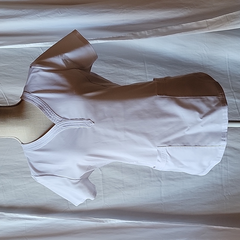 Purple label by healing hands white scrub top